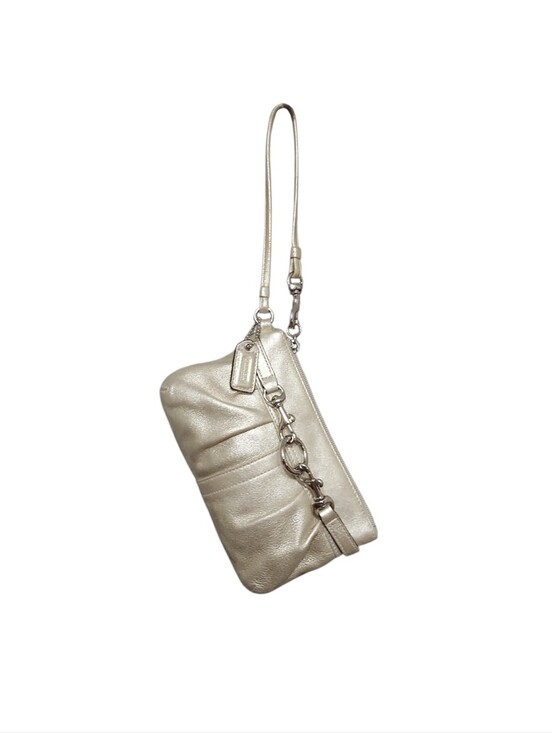 Coach Handbags - Coach Gold Metalic Nubuck Wristlet Chrome Dog Lesch Hardware